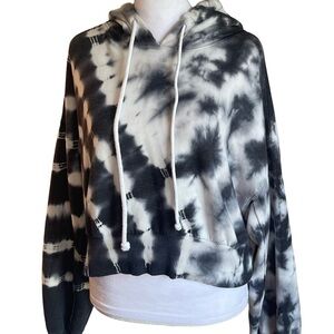 Aeropostale Oversized Cropped Tie Die Sweatshirt - Color Black/White